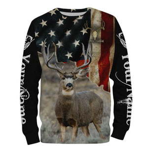 Mule Deer American flag 3D all over print Shirts, Personalized hunting gifts for Men, Women and Kid FSD3162