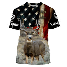 Load image into Gallery viewer, Mule Deer American flag 3D all over print Shirts, Personalized hunting gifts for Men, Women and Kid FSD3162