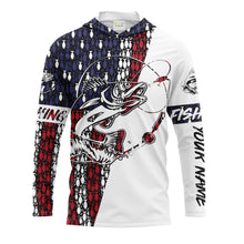 Load image into Gallery viewer, Walleye Fishing Angler American flag Customize Name All over printed UV Protection Shirts - Walleye fishing Jersey FSD2152