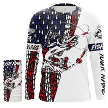 Load image into Gallery viewer, Walleye Fishing Angler American flag Customize Name All over printed UV Protection Shirts - Walleye fishing Jersey FSD2152