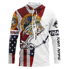 Load image into Gallery viewer, Florida and American flag Bass Fishing Men&#39;s Performance Fishing Shirts, Personalized gifts FSD3244