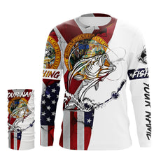 Load image into Gallery viewer, Florida and American flag Bass Fishing Men&#39;s Performance Fishing Shirts, Personalized gifts FSD3244