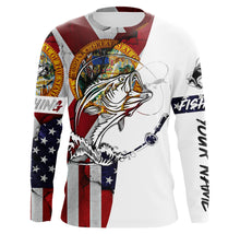 Load image into Gallery viewer, Florida and American flag Bass Fishing Men&#39;s Performance Fishing Shirts, Personalized gifts FSD3244