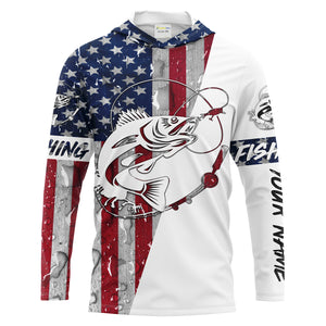 Walleye Fishing Patriotic American Flag Rain drops 3D Full Printing Sun/UV Protection Shirt - Performance Fishing Shirts FSD2202