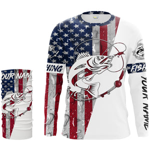 Walleye Fishing Patriotic American Flag Rain drops 3D Full Printing Sun/UV Protection Shirt - Performance Fishing Shirts FSD2202