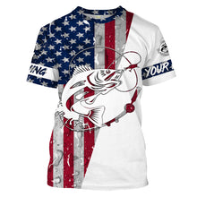 Load image into Gallery viewer, Walleye Fishing Patriotic American Flag Rain drops 3D Full Printing Sun/UV Protection Shirt - Performance Fishing Shirts FSD2202