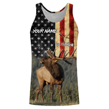 Load image into Gallery viewer, Elk hunting American flag Custom name All over print shirt, T-shirt, Hoodie, Long sleeve Hunting gift FSD3165