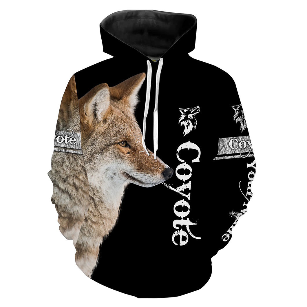 Coyote Hunting Predator Hunter Customize Name 3D Full Printing Shirts Personalized Hunting Gifts for Adult and Kid FSD2073