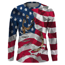 Load image into Gallery viewer, Patriotic Fishing shirt with American Flag and Fishing Hook 3D shirt, Fishing long sleeve fishing tshirt FSD3268