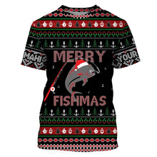 Load image into Gallery viewer, Ugly Fishing Christmas Mahi Mahi Fish Apparel, Merry Fishmas Custom Name Shirts, Christmas Gift for Fisherman FSD2511