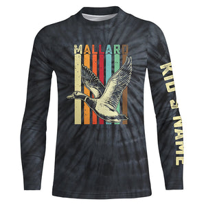 Mallard Duck Hunting Retro tie dye Custom Name T-shirt, Long sleeve, Hoodie for Duck Hunters FSD3938