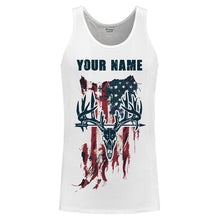 Load image into Gallery viewer, Bow Hunting Archery Deer Skull American flag custom Name Shirts - Patriotic Deer Bowhunting gifts FSD2395