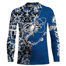 Load image into Gallery viewer, Bass Tattoo camo Blue Bass Fishing Custom Name UV Protection Shirts, Bass Fishing Tournament Clothing - FSD2984