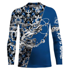 Load image into Gallery viewer, Walleye Tattoo camo Blue Walleye Fishing Custom Name UV Protection Shirts, Walleye Fishing Tournament Clothing - FSD2985