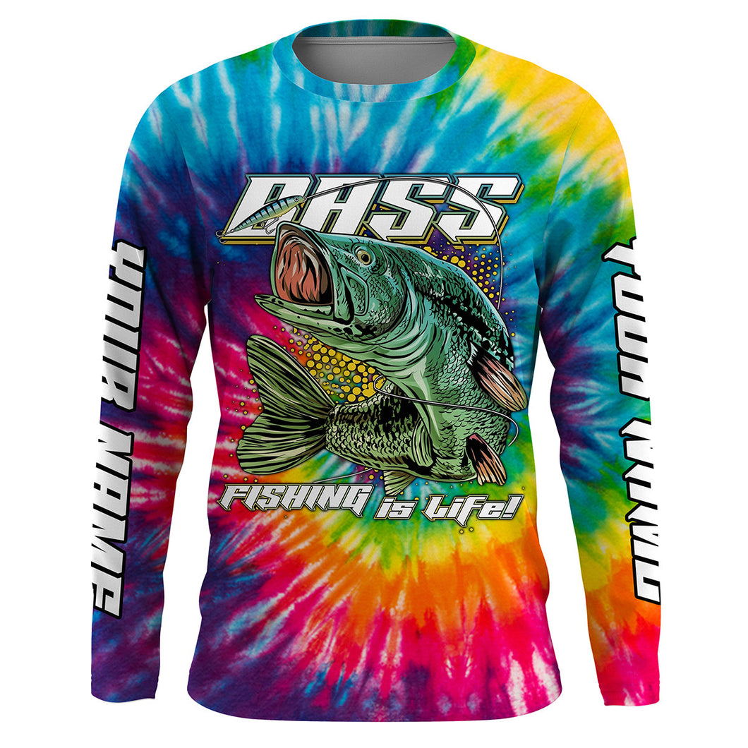 Personalized Bass Fishing Tie Dye 3D All over print Shirt, Personalized Fishing Clothes UPF30+ FSD3105