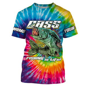 Personalized Bass Fishing Tie Dye 3D All over print Shirt, Personalized Fishing Clothes UPF30+ FSD3105