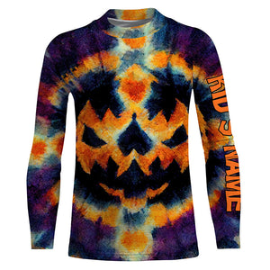 Retro Tie Dye Halloween Shirts Customize Name Pumpkin 3D All Over Printed Mens Womens Tie Dye Shirts FSD3416