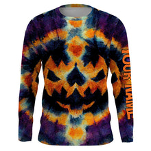 Load image into Gallery viewer, Retro Tie Dye Halloween Shirts Customize Name Pumpkin 3D All Over Printed Mens Womens Tie Dye Shirts FSD3416