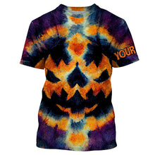 Load image into Gallery viewer, Retro Tie Dye Halloween Shirts Customize Name Pumpkin 3D All Over Printed Mens Womens Tie Dye Shirts FSD3416
