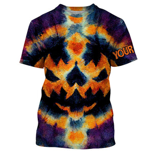 Retro Tie Dye Halloween Shirts Customize Name Pumpkin 3D All Over Printed Mens Womens Tie Dye Shirts FSD3416