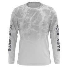 Load image into Gallery viewer, Personalized Water Wave White-grey Performance Shirts, Fishing Tournament UV Protection Long Sleeve, Fishing Jerseys FSD2672