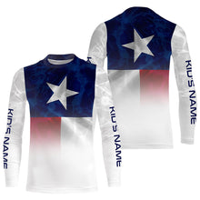Load image into Gallery viewer, Texas flag Performance Shirts, Custom Name TX Fishing water wave UV Protection shirts for Fisherman FSD4053