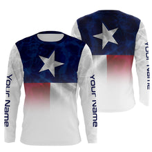 Load image into Gallery viewer, Texas flag Performance Shirts, Custom Name TX Fishing water wave UV Protection shirts for Fisherman FSD4053