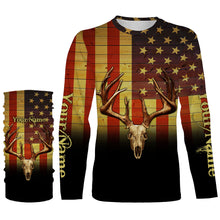 Load image into Gallery viewer, Deer Skull American flag Patriotic Retro Vintage Custom Name all over print shirts, Personalized Gifts FSD3197
