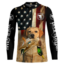 Load image into Gallery viewer, Personalized Labrador Retriever Duck Hunting Dogs American flag Shirts, yellow Labs Bird dog FSD3866