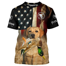 Load image into Gallery viewer, Personalized Labrador Retriever Duck Hunting Dogs American flag Shirts, yellow Labs Bird dog FSD3866