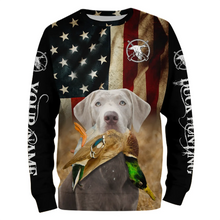 Load image into Gallery viewer, Personalized Silver Labrador Retriever Duck Hunting Dogs American flag Shirts, Hunting gifts FSD3867