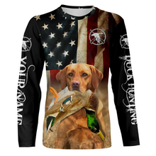 Load image into Gallery viewer, Personalized Fox red Labrador Retriever Duck Hunting Dogs American flag Shirts, Hunting gifts FSD3868