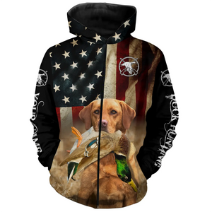 Personalized Fox red Labrador Retriever Duck Hunting Dogs American flag Shirts, Hunting gifts FSD3868