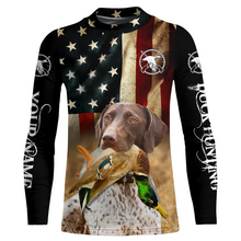 Load image into Gallery viewer, Personalized German Shorthaired Pointer Duck Hunting Dogs American flag Shirts, Hunting gifts FSD3869