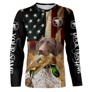 Personalized German Shorthaired Pointer Duck Hunting Dogs American flag Shirts, Hunting gifts FSD3869