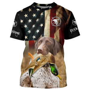 Personalized German Shorthaired Pointer Duck Hunting Dogs American flag Shirts, Hunting gifts FSD3869