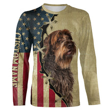 Load image into Gallery viewer, Wirehaired Pointing Griffon American flag T-shirt, Hoodie, Long sleeve Shirt, custom Dog lover Shirt FSD3979