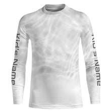 Load image into Gallery viewer, Personalized Water Wave White Performance Shirts, Fishing Tournament UV Protection Long Sleeve, Fishing Jerseys FSD2671