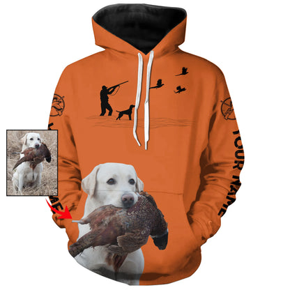 Custom Photo of Hunting Dog orange shirts for Bird Hunters FSD3914
