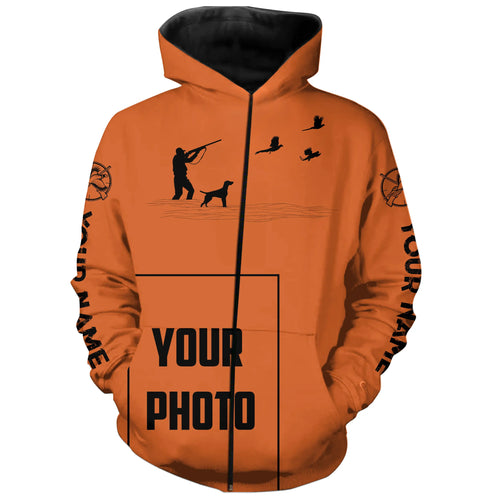 Custom Photo of Hunting Dog orange shirts for Bird Hunters FSD3914