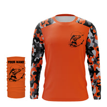 Load image into Gallery viewer, Custom Name Walleye Fishing Camouflage Orange Performance Fishing Shirt, Walleye Fishing Jerseys FSD2475