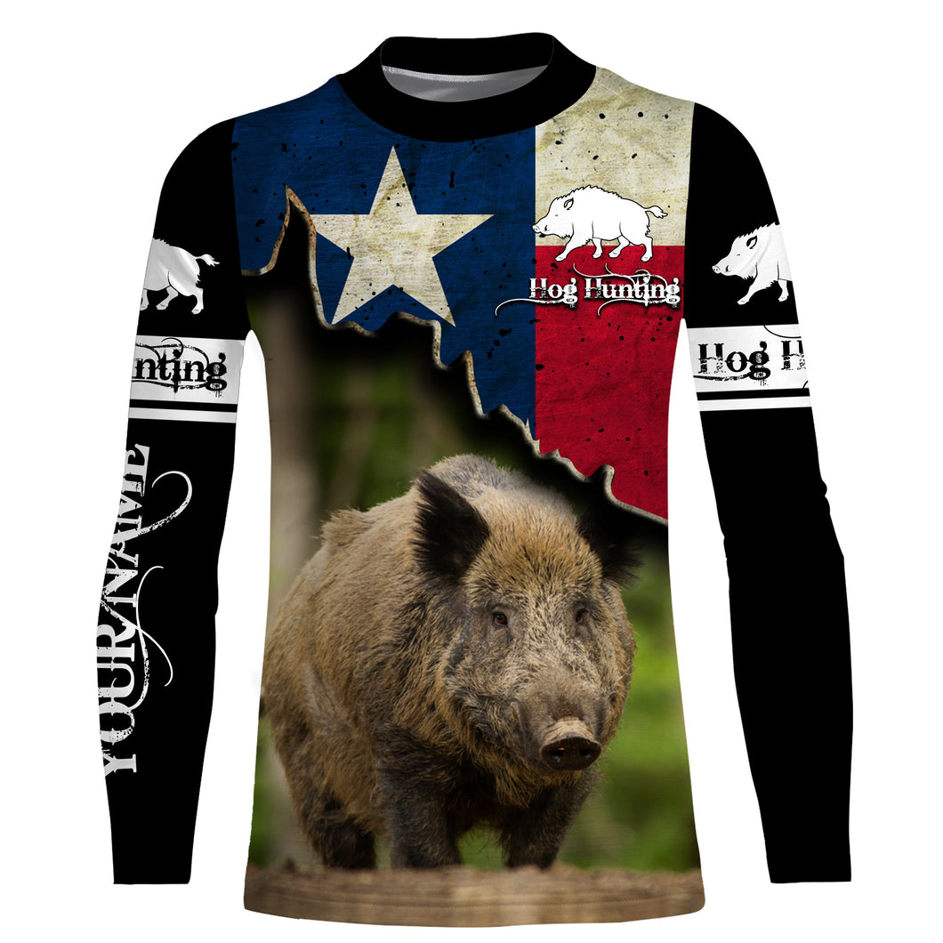Hog Hunting Texas flag Custom Name 3D All over print Shirts - Personalized Hog Wild Boar Hunting gifts FSD3055