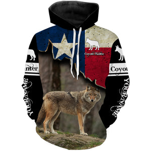 Coyote Hunting Texas flag Custom Name 3D All over print Shirts - Personalized Coyote Hunting gifts FSD3056