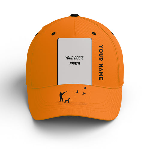 Personalized Hunting Hat with Hunting Dog's Photo Blaze Orange Hat, Pheasant Upland Bird Hunting Hat FSD4215