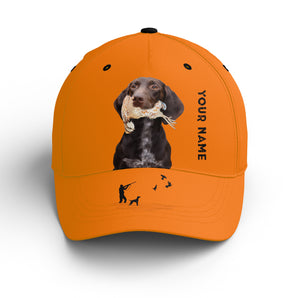 Bobwhite Quail Hunting Blaze Orange Custom name Hat for Men, Choose hunting dog breeds FSD4005