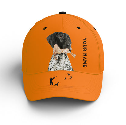 Bobwhite Quail Hunting Blaze Orange Custom name Hat for Men, Choose hunting dog breeds FSD4005