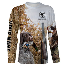 Load image into Gallery viewer, Duck hunting with Dog German wirehaired pointer Custom Name All over print Shirt, Duck hunting gifts FSD4009