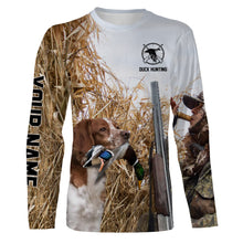 Load image into Gallery viewer, Waterfowl Duck hunting with Dog Brittany Custom Name All over print Shirt, Duck hunting gifts FSD4010