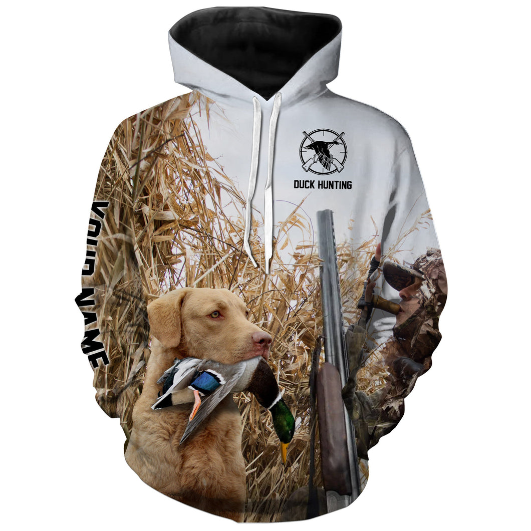 Duck hunting with Dog Chesapeake Bay Retriever Custom Name All over print Shirt, Duck hunting gifts FSD4011