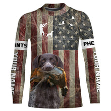 Load image into Gallery viewer, German Shorthaired Pointer dog Pheasant hunting Patriotic American flag custom Name all over print Shirts FSD4104